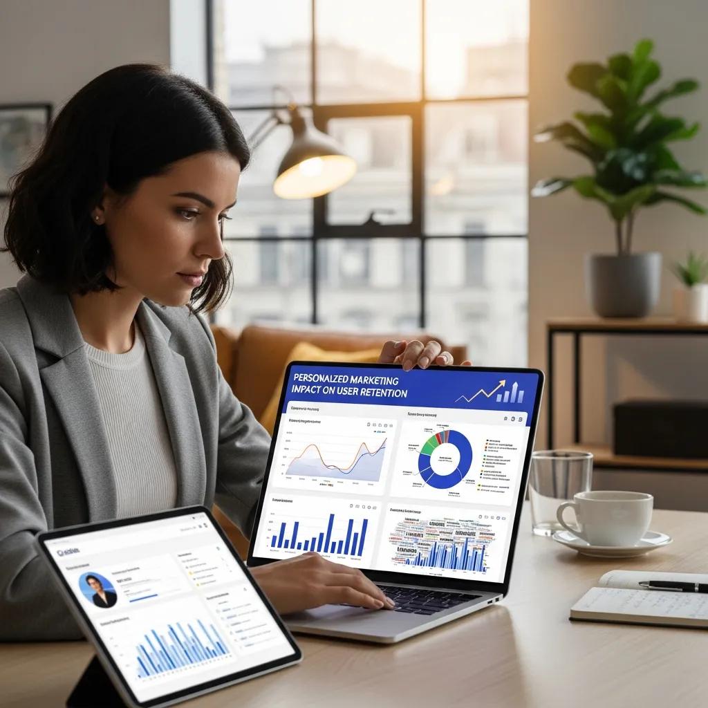 Marketer analyzing user data for personalized marketing automation to improve retention